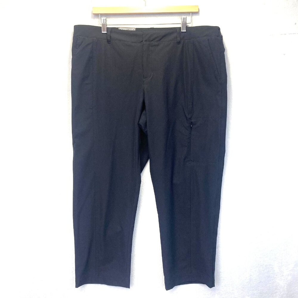 NWT Women's Nylon Travel Pants 16P Black Stretch Zip Pocket Elastic Performance